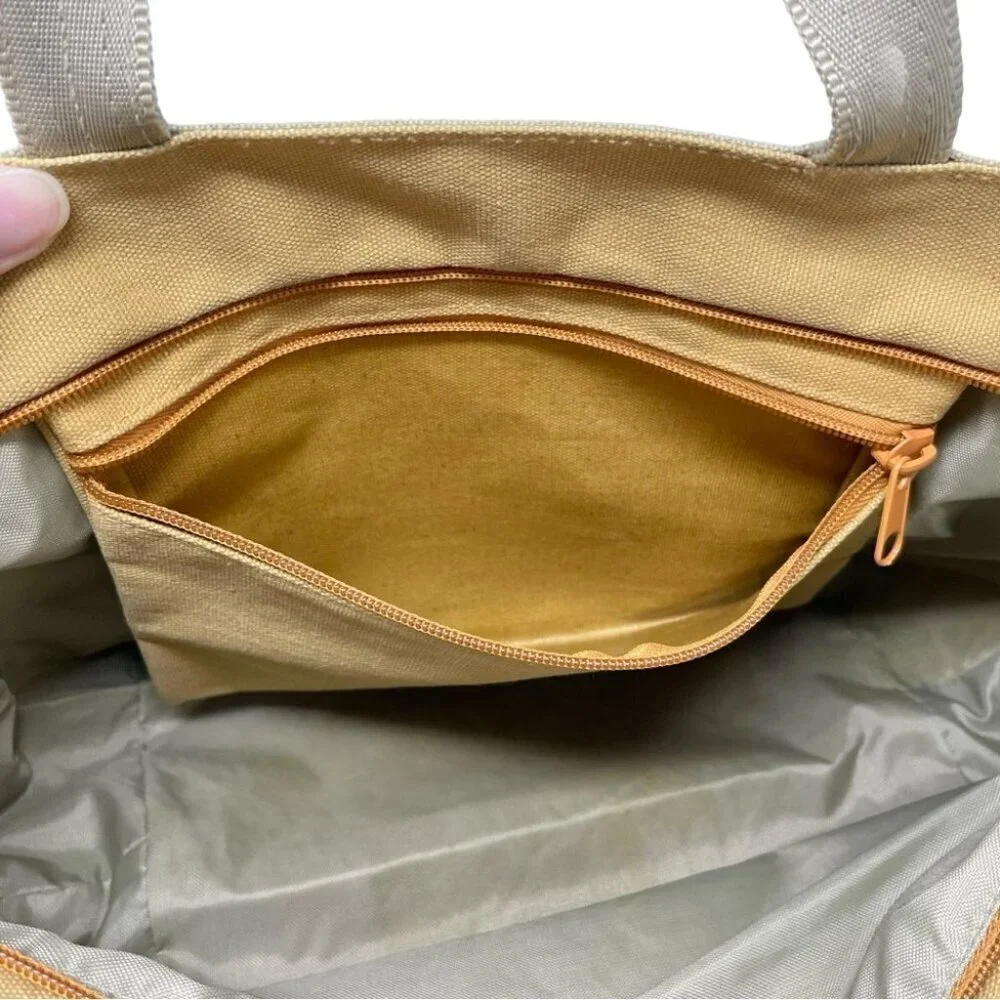 Max Mara Natural Tan Canvas Top Handle Bag